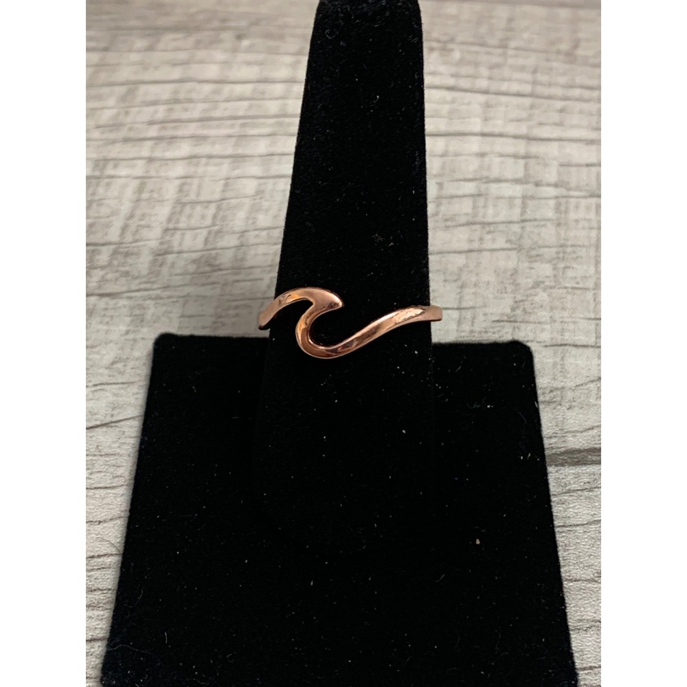 Rose Gold Tone Wave Ring Minimalist Beach Ocean Band Size 10.25